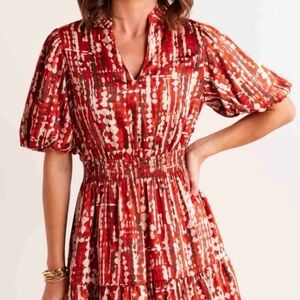THML Red and White Patterned Midi Dress